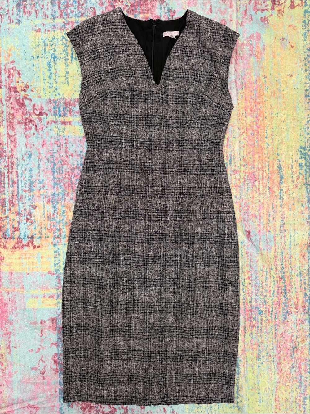 SEE MY MATCHING JACKET! New York & Company Gray Textured Sheath Dress